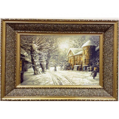 Гобеленовая картина в двойной раме "Снег Выпал. Замок. (Е.Шишкин)" (95х70)
