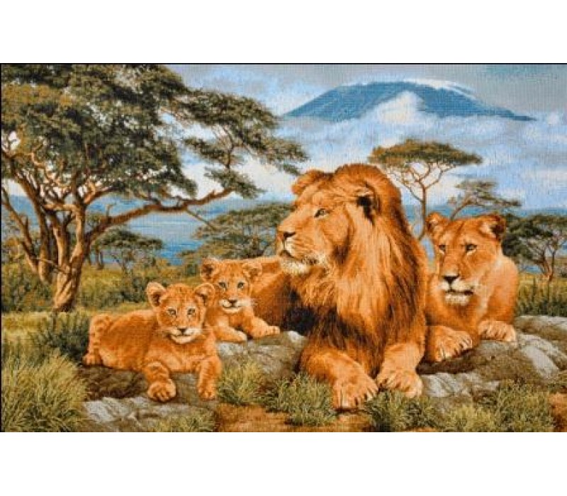 Гобеленовое Панно "Африканские львы евро" (55х35)
