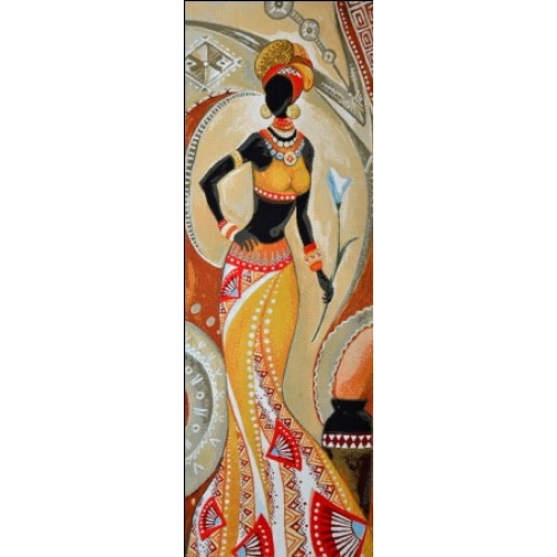 Гобеленовое Панно "Африканка с цветком" (35х100)