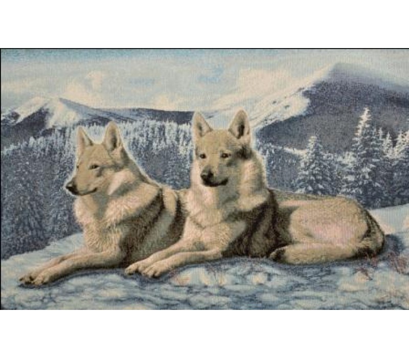 Гобеленовое Панно "Волки на снегу евро" (55х35)