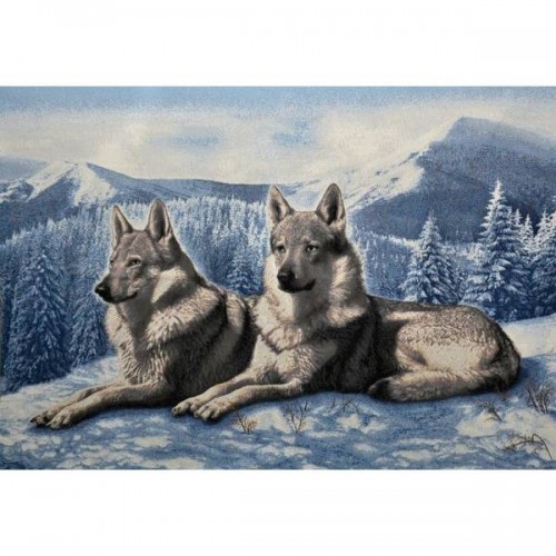 Гобеленовое Панно "Волки на снегу" (100х70)