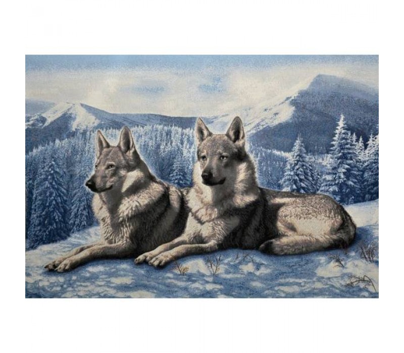 Гобеленовое Панно "Волки на снегу" (100х70)