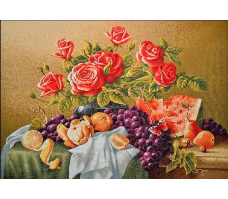 Гобеленовое панно "Натюрморт с розами" (70х50)