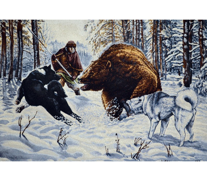 Гобеленовое Панно "Охота на медведя" (100х70)