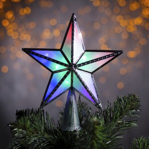 Светодиодная верхушка на ёлку «Звезда серебристая» 16 см, 10 LED, провод 2 метра, 220 В, свечение мульти