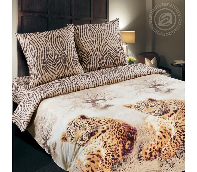Постельное белье Леопард, поплин de luxe