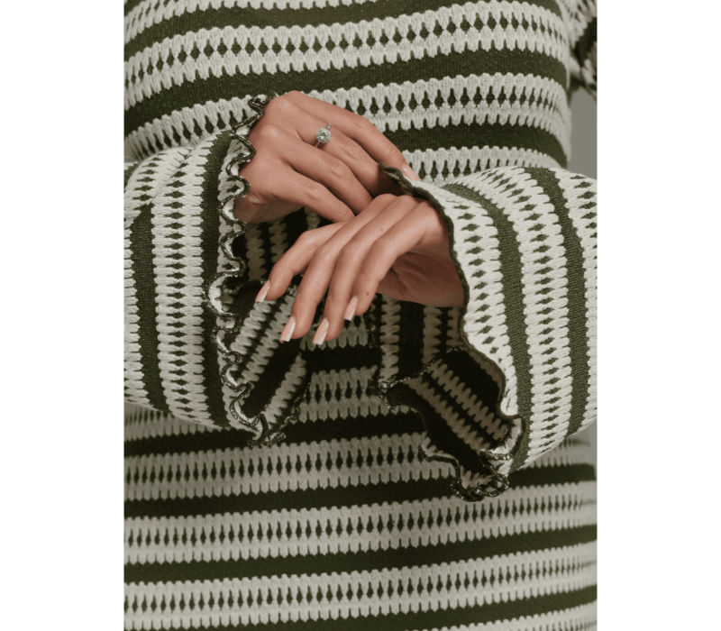 Амелия платье женское (бело-зеленый)