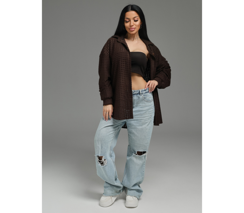 Стелла рубашка женская (шоколад)