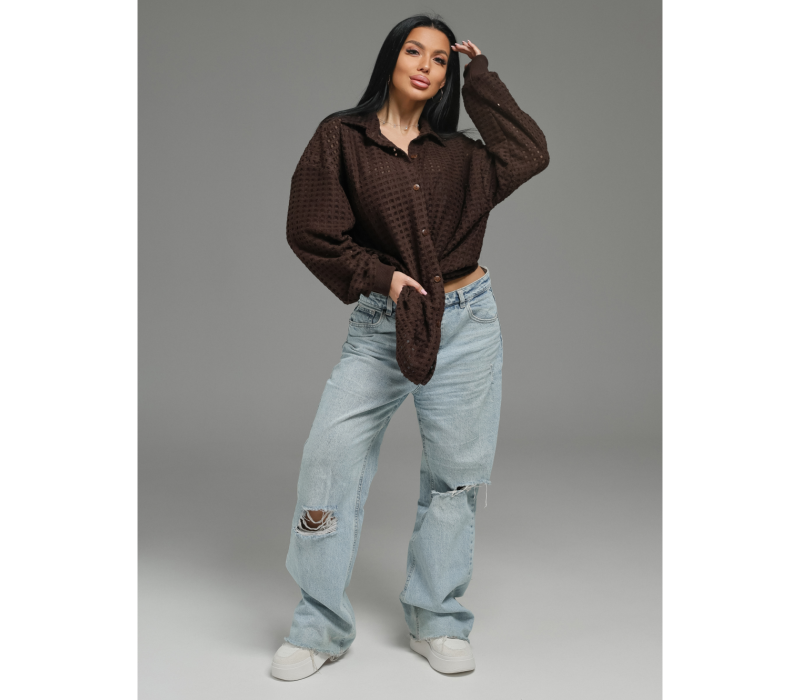 Стелла рубашка женская (шоколад)