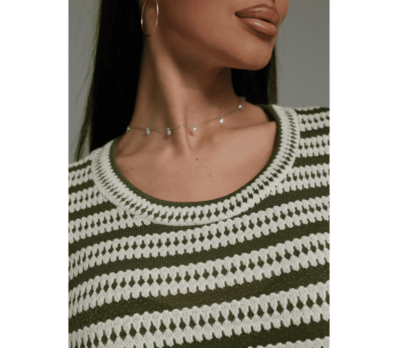 Амелия платье женское (бело-зеленый)