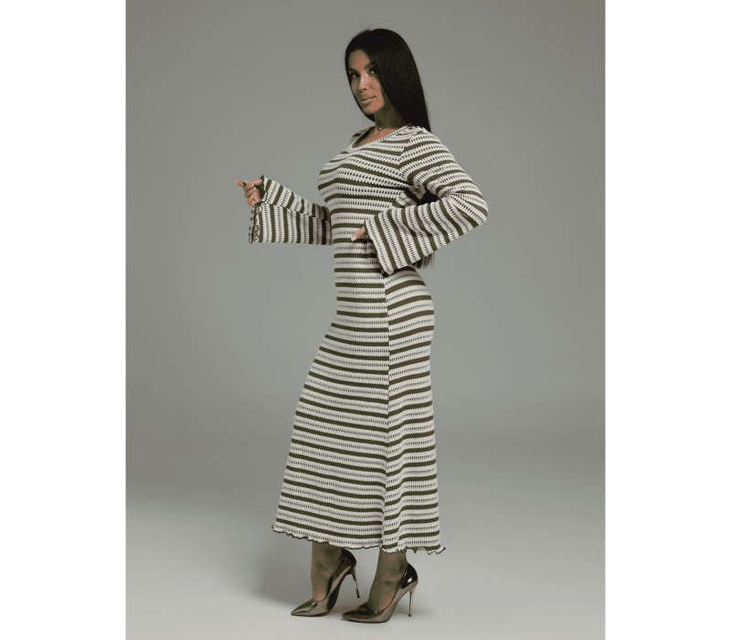 Амелия платье женское (бело-зеленый)