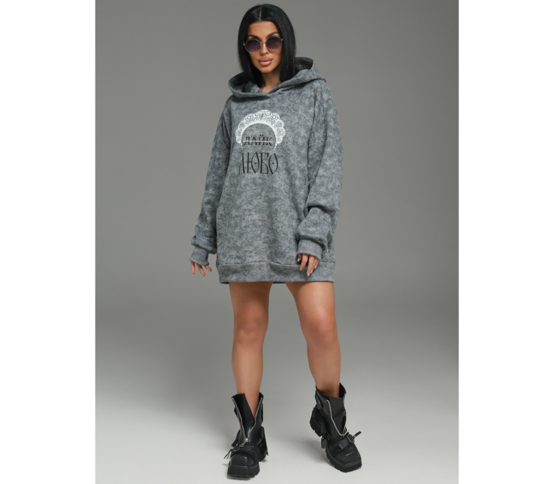 Яхонт худи женское (светло-серый варенка)