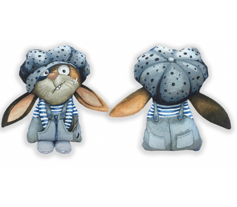 Гобеленовая подушка-игрушка  "Шкодник заяц" (30х32)