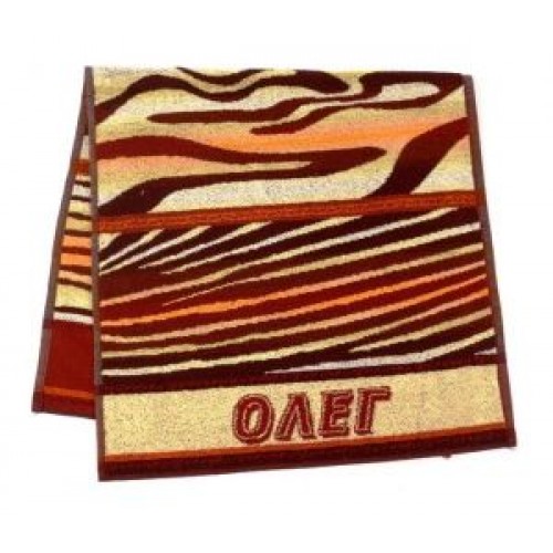 Полотенце махровое именное "Олег" (коричневый цвет)
