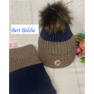 Комплект зимний вязаный шапка и шарф для мальчиков 42р (4 цвета)