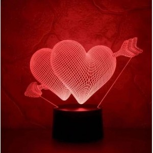 Ночник детский 3D Светильник Два сердца