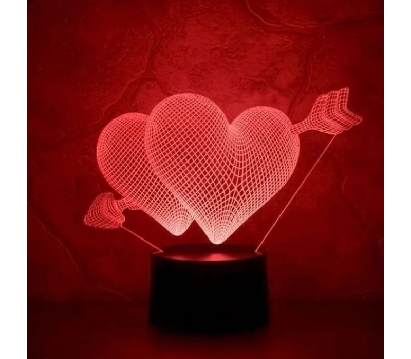 Ночник детский 3D Светильник Два сердца