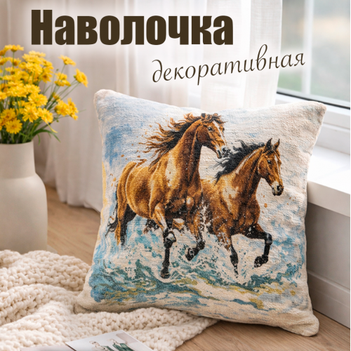 Гобеленовая наволочка "Бегущие по волнам" (45х45)