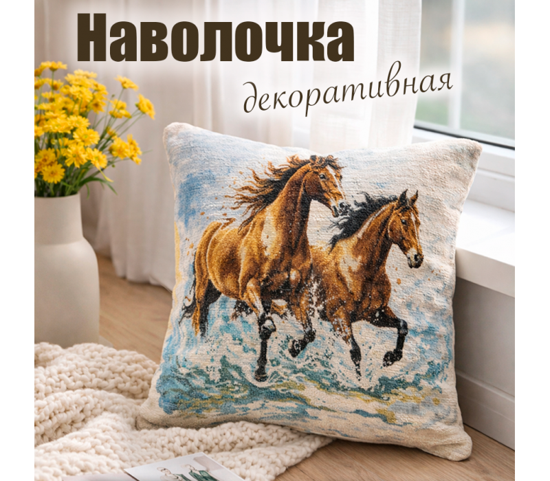 Гобеленовая наволочка "Бегущие по волнам" (45х45)