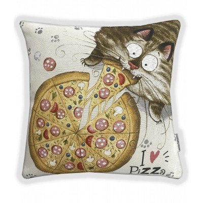 Гобеленовая наволочка "Я люблю пиццу" (45х45)