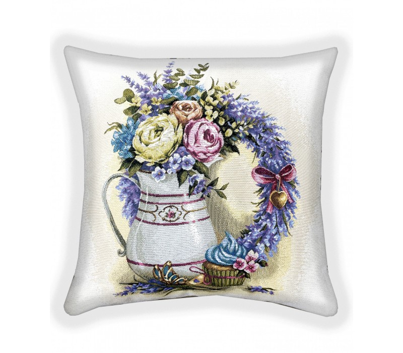 Гобеленовая наволочка "Букет в белом кувшине" (45х45)
