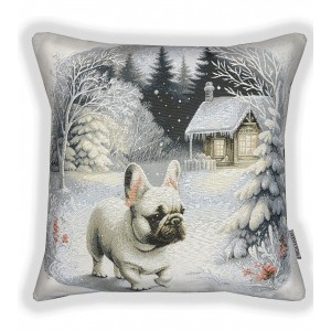 Гобеленовая наволочка "Снежный вечер с питомцем" (45х45)