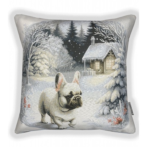Гобеленовая наволочка "Снежный вечер с питомцем" (45х45)