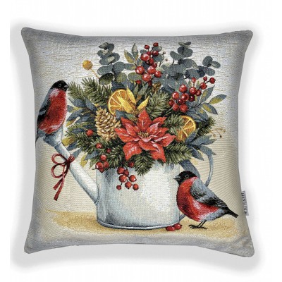 Гобеленовая наволочка "Снегири на лейке" (45х45)