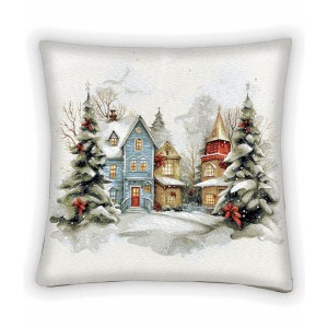 Гобеленовая наволочка "Новогодний уют голубой" (45х45)