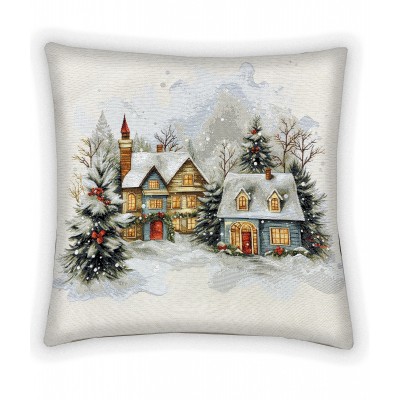 Гобеленовая наволочка "Новогодний уют беж" (45х45)