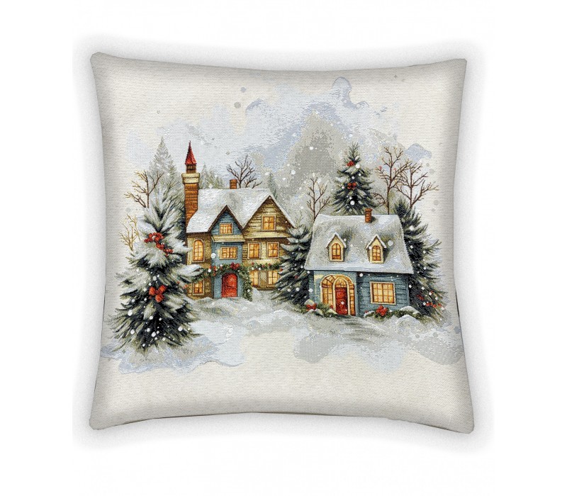 Гобеленовая наволочка "Новогодний уют беж" (45х45)