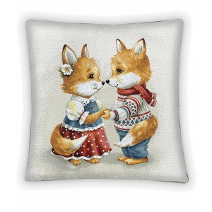 Гобеленовая наволочка "Лисички в русском стиле" (45х45)