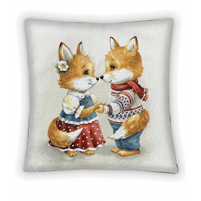 Гобеленовая наволочка "Лисички в русском стиле" (45х45)
