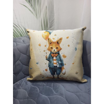Гобеленовая наволочка "Лисенок с шариками" (45х45)