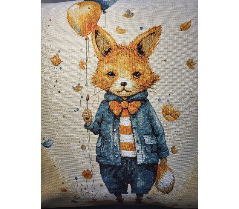 Гобеленовая наволочка "Лисенок с шариками" (45х45)