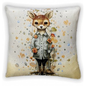 Гобеленовая наволочка "Олененок в цветах" (45х45)