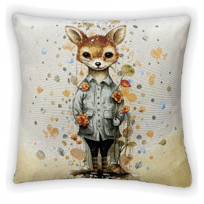 Гобеленовая наволочка "Олененок в цветах" (45х45)