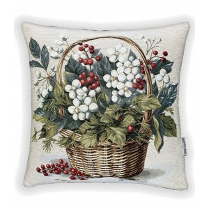 Гобеленовая наволочка "Корзина со снежноягодником" (45х45)