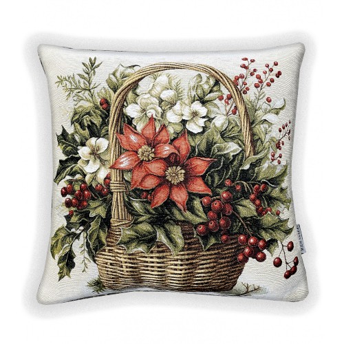 Гобеленовая наволочка "Корзина с клематисом" (45х45)