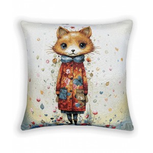 Гобеленовая наволочка "Лисенок в красном пальто" (45х45)