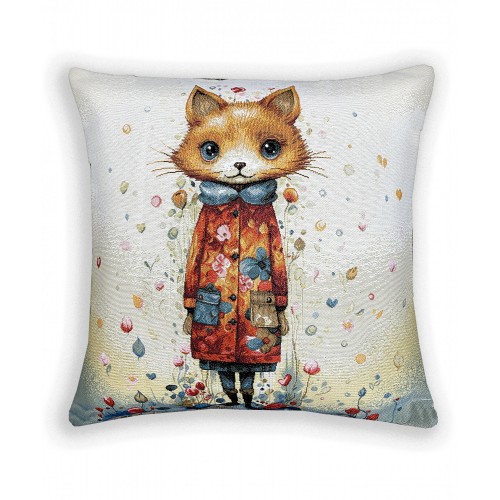 Гобеленовая наволочка "Лисенок в красном пальто" (45х45)