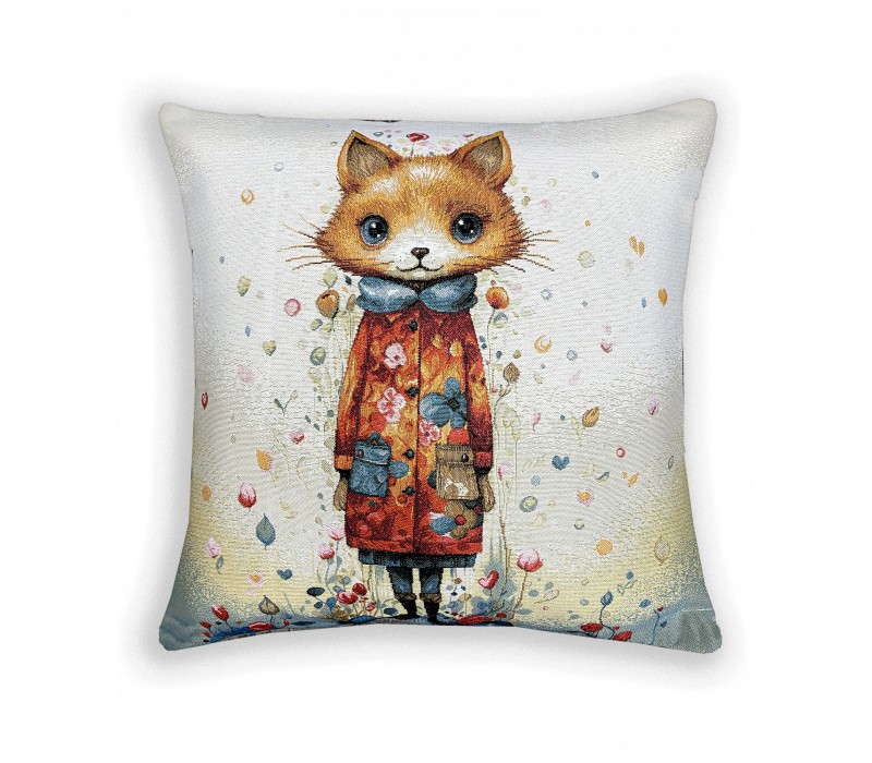 Гобеленовая наволочка "Лисенок в красном пальто" (45х45)