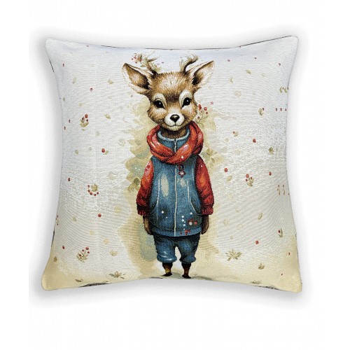 Гобеленовая наволочка "Олененок в джинсовом костюме" (45х45)