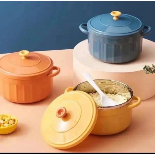 Миска для лапши с крышкой и двумя ручками