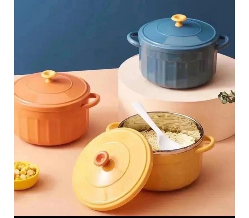 Миска для лапши с крышкой и двумя ручками