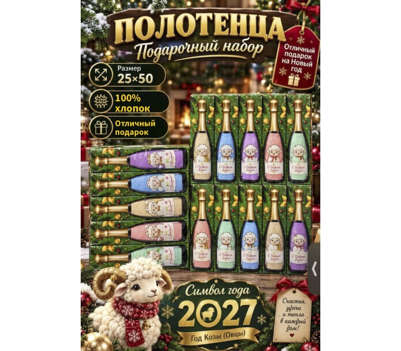 Подарочное полотенце "Шампанское" 25x50 см