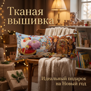 Декоративная гобеленовая наволочка "Здесь начинается сказка" 30х60 см