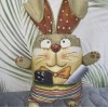 Гобеленовая подушка-игрушка  "Зайчик с карманом" (40х50)