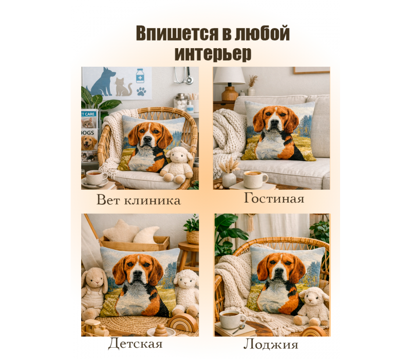 Гобеленовая Наволочка "Бигль" (45х45)