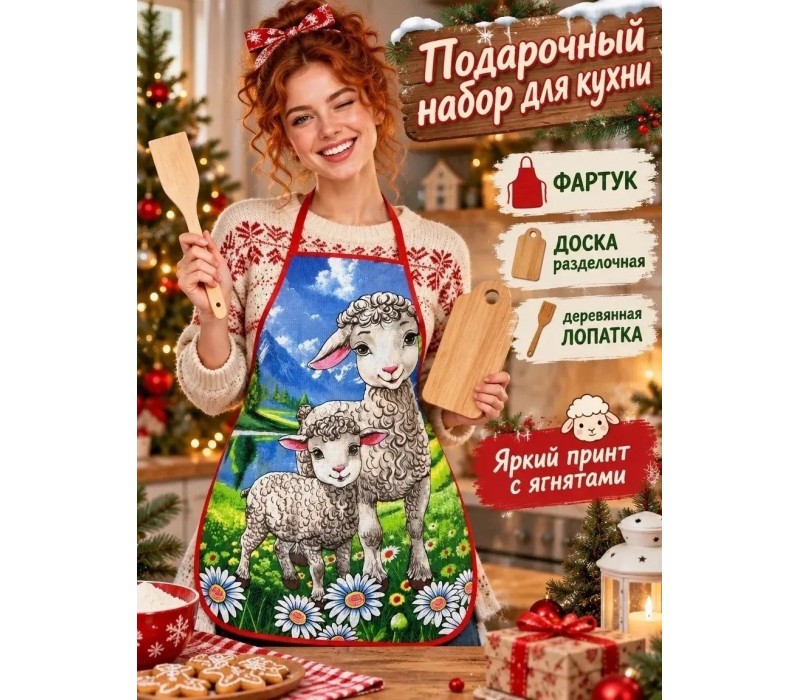 Подарочный набор 3в1 (разделочная доска+фартук+лопатка)